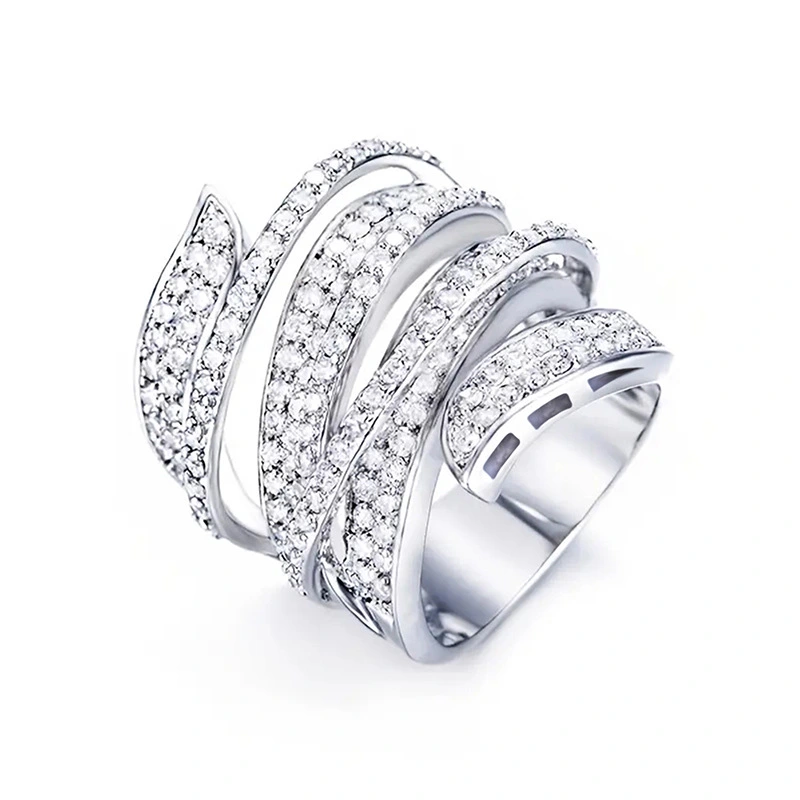  Magazine-style exaggerated multi-layered line design ring personality high-end luxury ring high-end style hot style