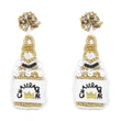 Clearance European and American exaggerated champagne bottle rice bead sequin earrings female embroidered letters CHAMEAGNE earrings ery15