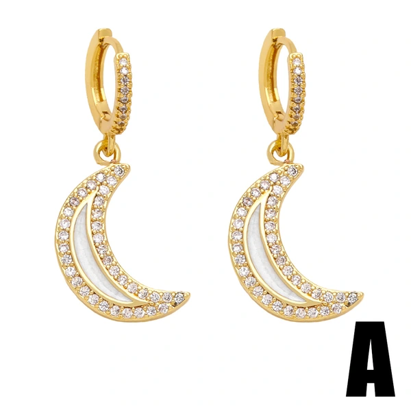 Hot selling zircon star moon earrings for women European and American simple all-match earrings ers37