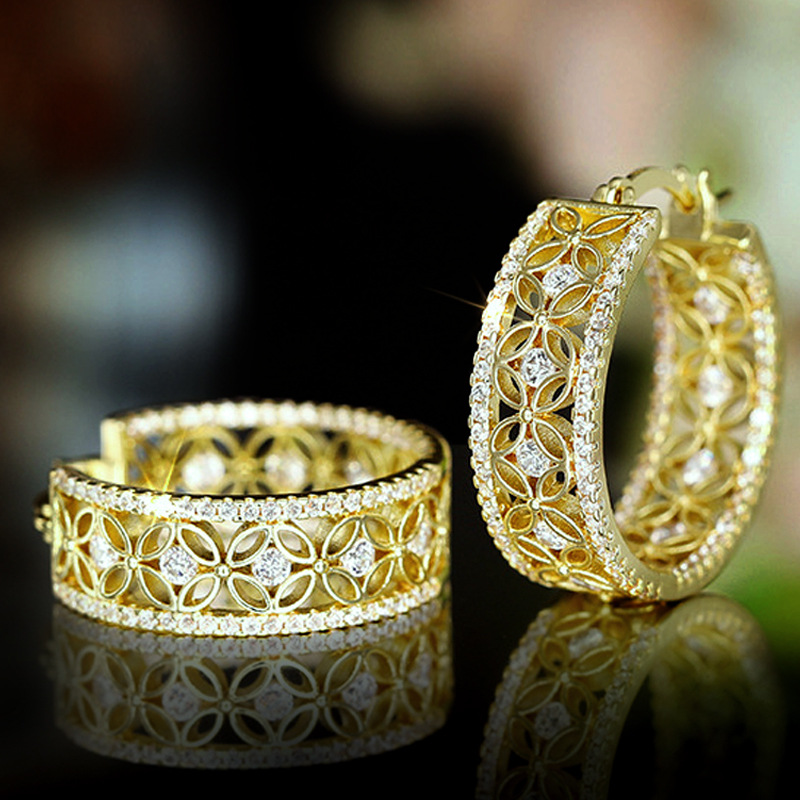  European style French earrings, horse eye flower butterfly jewelry, elegant and light luxury style earrings