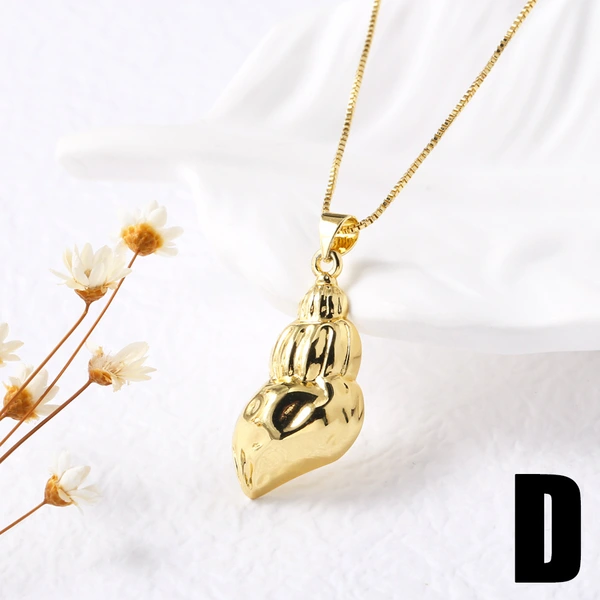 AS jewelry European and American hot-selling conch copper plated 18k gold pendant necklace clavicle chain female nkp31