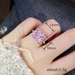 Pink square ring necklace classic high-end luxury ring necklace set evening party high-end accessories