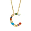 Letter necklace European and American new color zircon necklace with diamond surname English AZ letter necklace nkp25