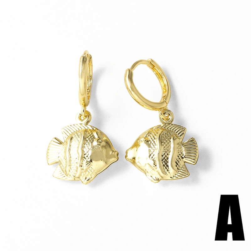 AS jewelry copper plated 18k gold starfish shell fishtail pendant earrings earrings female err53