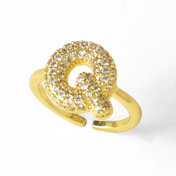 AS jewelry hot item inlaid with zircon 26 English letters open ring female rij23