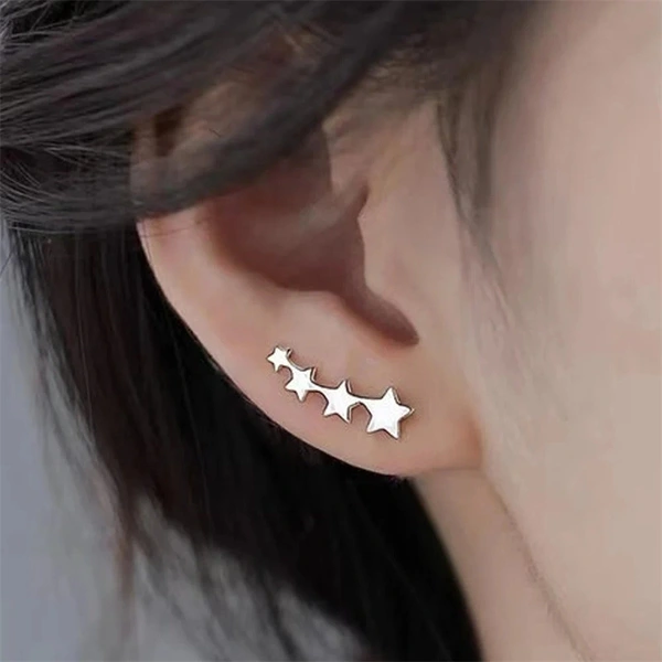 Japanese and Korean style retro metal geometric earrings creative single row five-pointed star earrings Yiwu manufacturers supply