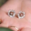 Niche high-end earrings unique French flower diamond-studded temperament trendy earrings popular earrings