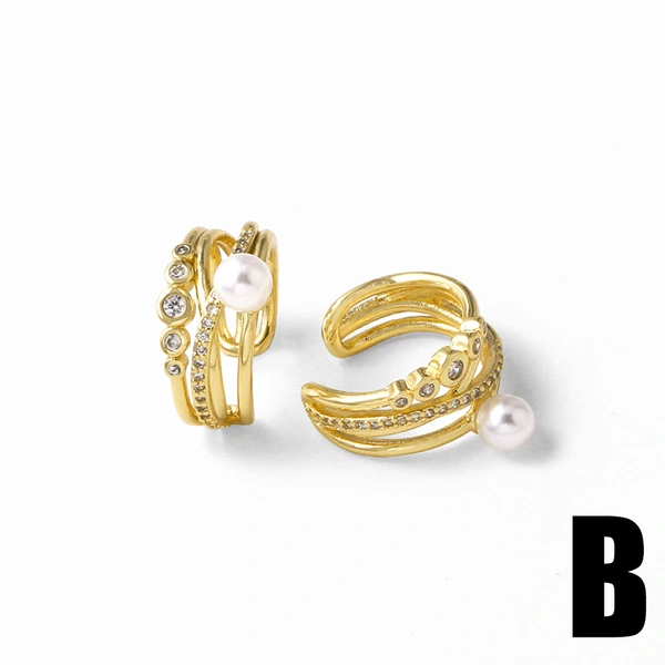 AS jewelry Europe and the United States hot selling double-layer pearl inlaid zircon copper plated 18k gold earrings ear clip earrings era188