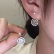  Live broadcast of dreamy imitation pearl earrings, sparkling micro-inlaid zircon earrings, elegant princess temperament jewelry