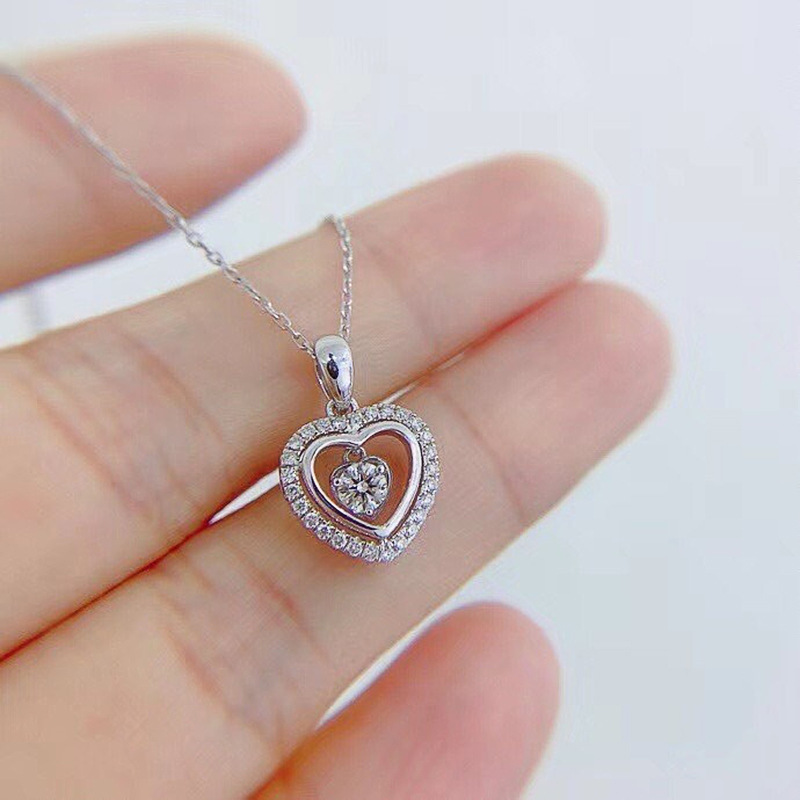 Korean style heart-shaped necklace sweet hollow love pendant necklace female Valentine's Day gift sweater chain