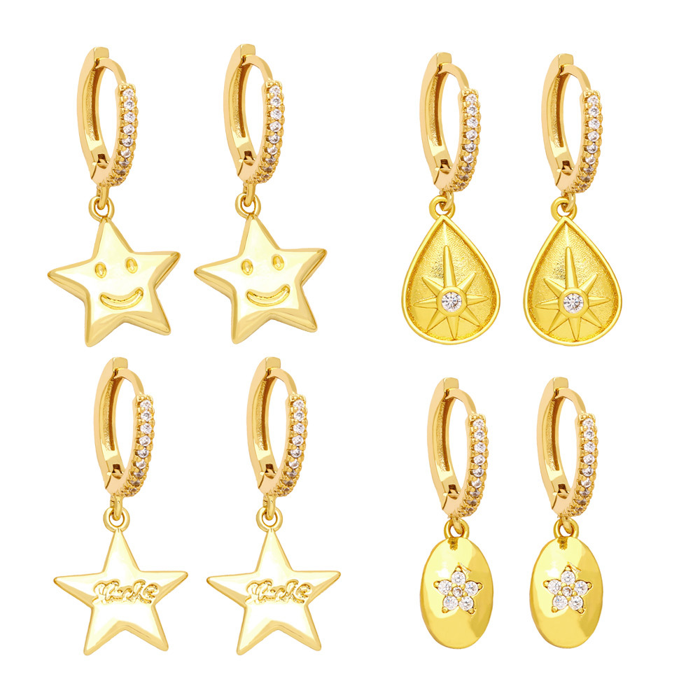 Retro simple teardrop-shaped eight-pointed star earrings for women 2023 new personality star five-pointed star earrings era299