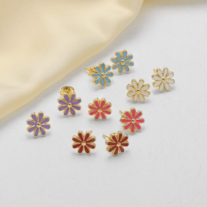 AS jewelry European and American style small daisy flower earrings niche design oil drop flower earrings female erw45