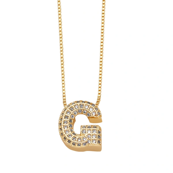 Temu hot selling 26 English letters necklace inlaid with zircon gold-plated clavicle necklace jewelry nkp54