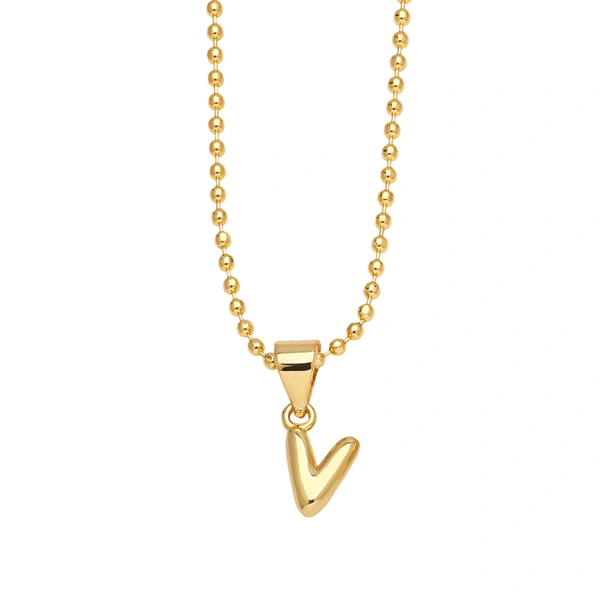 Hot sale 26 letters necklace female copper plated real gold polished letter pendant clavicle chain nkq67