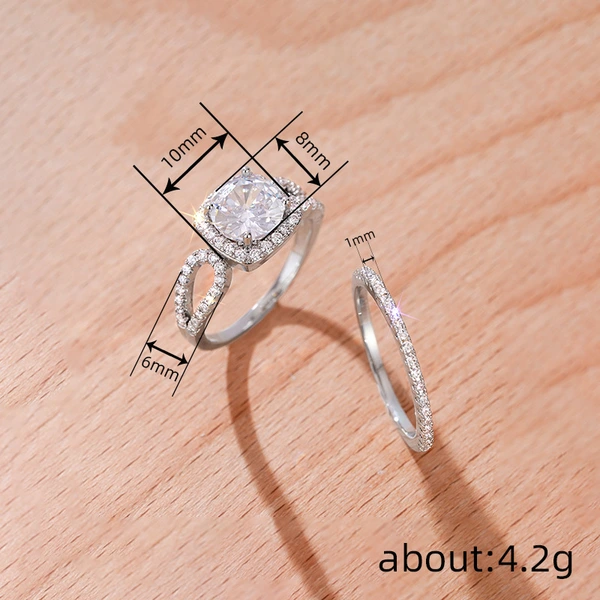  Inlaid with zircon sparkling couple rings for women, inlaid with diamonds, fashionable and elegant geometric rings, fashionable and elegant wedding jewelry