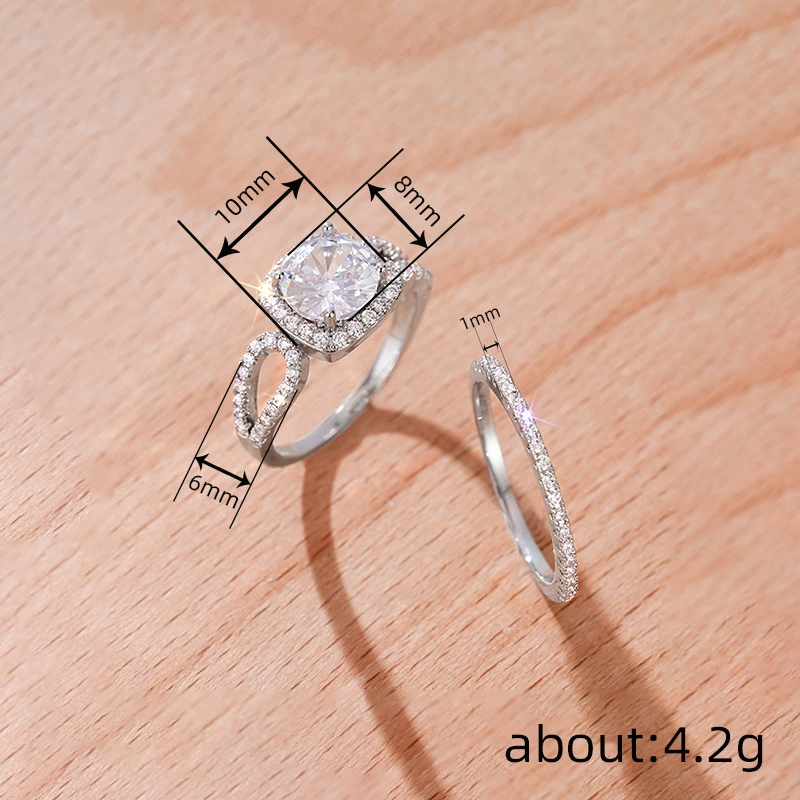  Inlaid with zircon sparkling couple rings for women, inlaid with diamonds, fashionable and elegant geometric rings, fashionable and elegant wedding jewelry