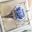 French palace style rich ring long hexagon blue metal temperament style temperament women's ring