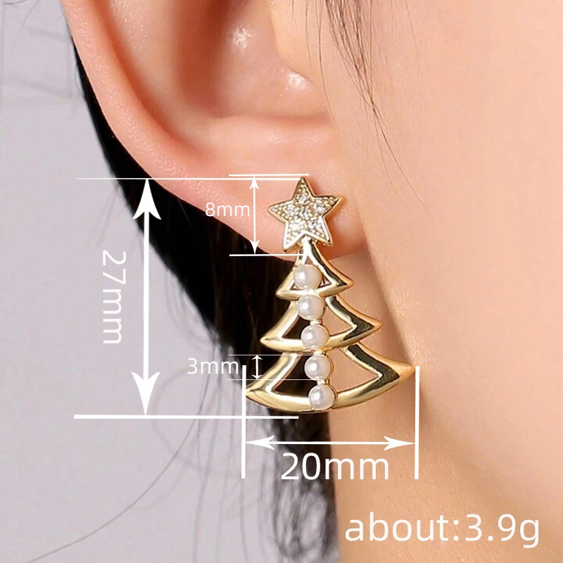  Christmas light luxury style earrings for women Christmas design earrings European and American temperament ladies hot style