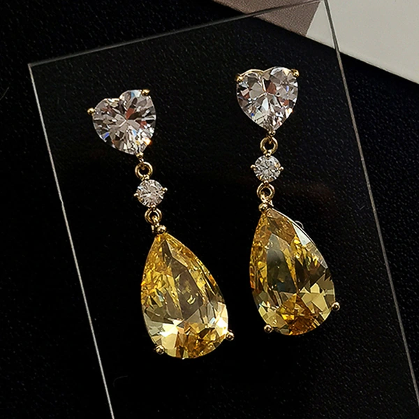 Ruili magazine style pear-shaped earrings, light luxury and versatile design earrings, teardrop zircon women's ear jewelry