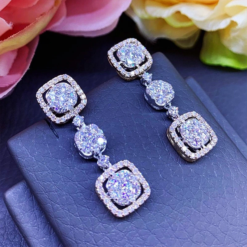 European and American new wedding accessories fashion engagement dinner luxury long earrings women exquisite bridal earrings