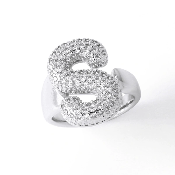 Jewelry Europe and the United States hot selling 26 English letter ring gold-plated full zircon fat letter ring rih91