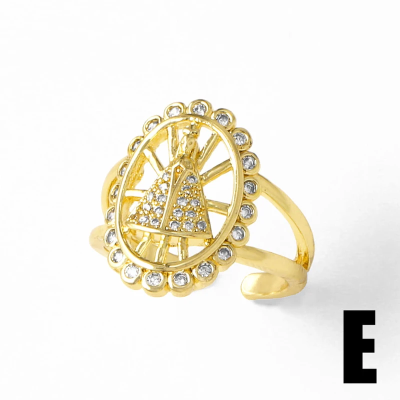 AS jewelry Europe and the United States hot selling hollow Virgin Mary ring female copper plated 18k gold open ring rih96