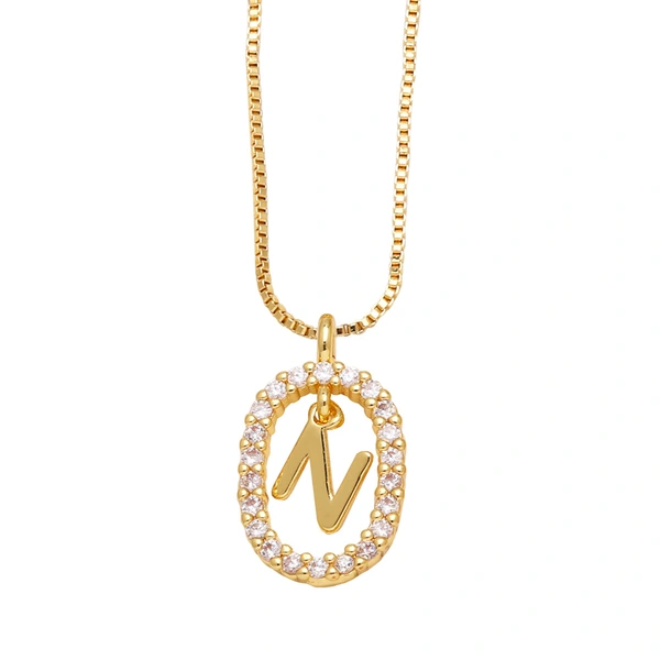 AS jewelry new style inlaid zircon 26 English letters necklace female gold-plated clavicle chain nka019