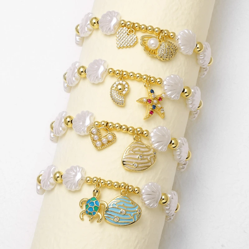 AS European and American new fashion high-end shell ocean style turtle love pendant bracelet female brh95