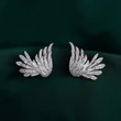 New earrings retro three-dimensional angel wings earrings feathers inlaid diamond zircon piercing earrings