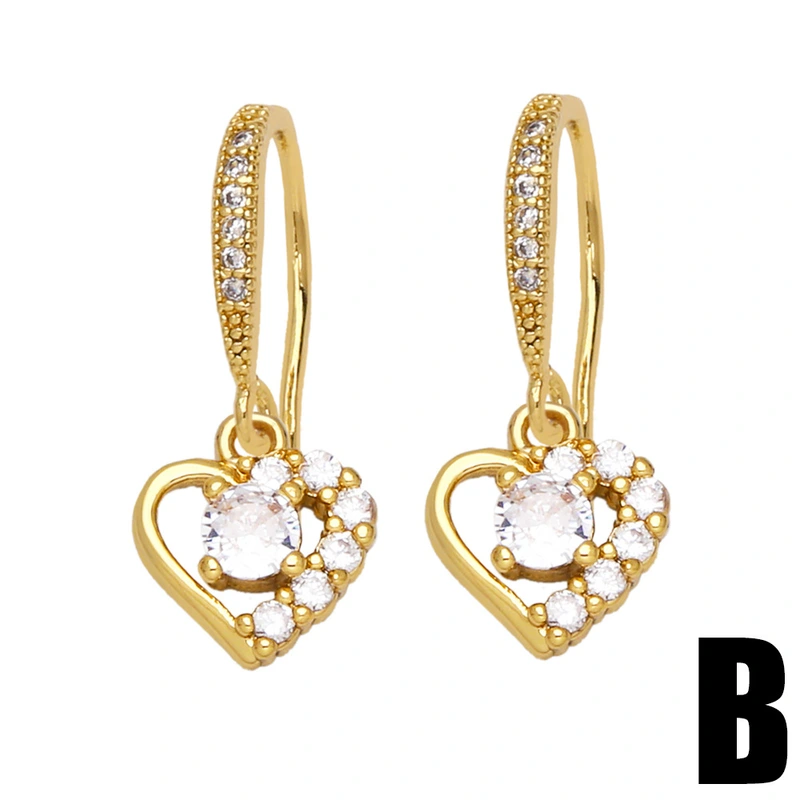 Retro small love earrings earrings high-end light luxury heart-shaped flower ear hooks European and American earrings erz38