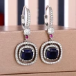 Light luxury lady style geometric earrings fashionable autumn and winter style royal blue zircon earrings round face slimming earrings