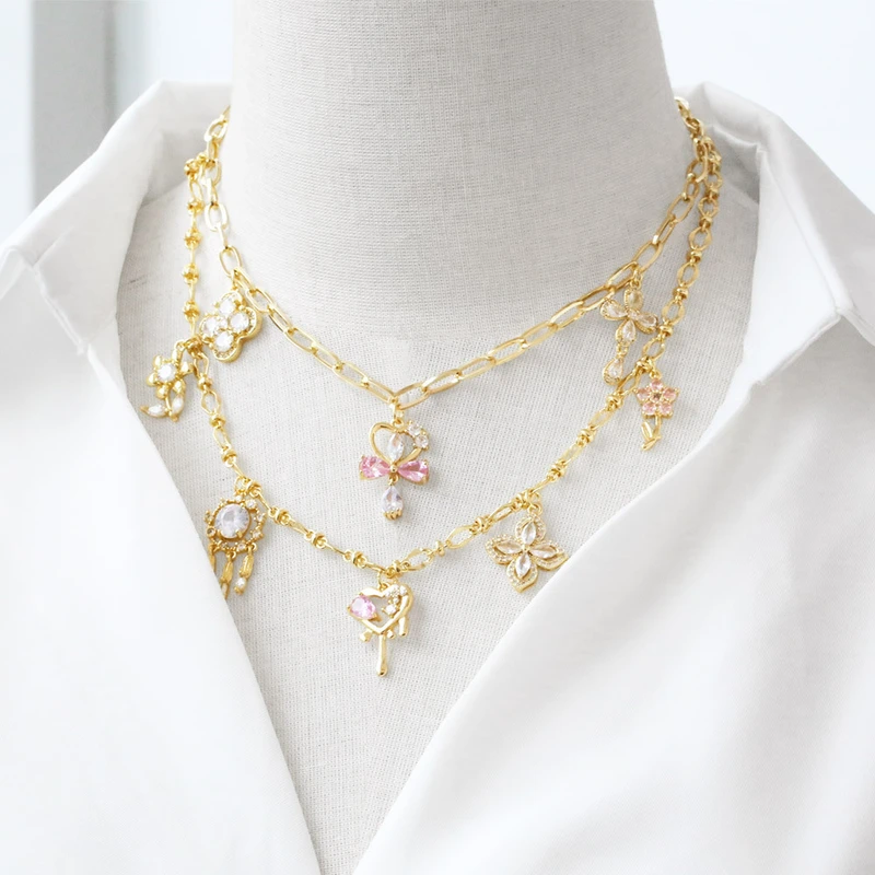 AS jewelry hot inlaid zircon cross pendant necklace accessories female gold-plated clavicle chain nkn05