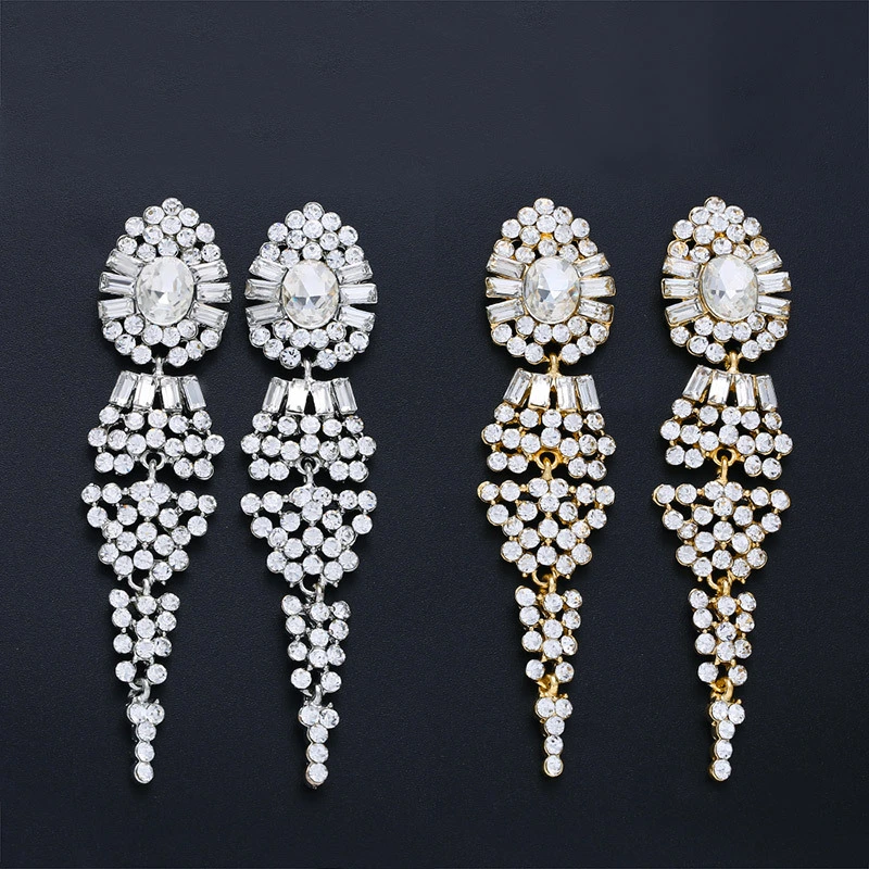 AS jewelry European and American simple tassel water drop earrings women's wedding crystal earrings earrings wholesale ern57