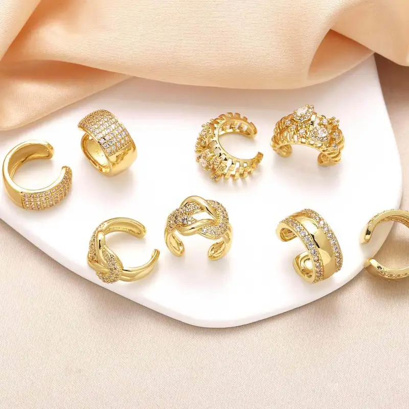 AS jewelry hot sale irregular c-shaped earrings female gold-plated zircon ear bone clip earrings erv68