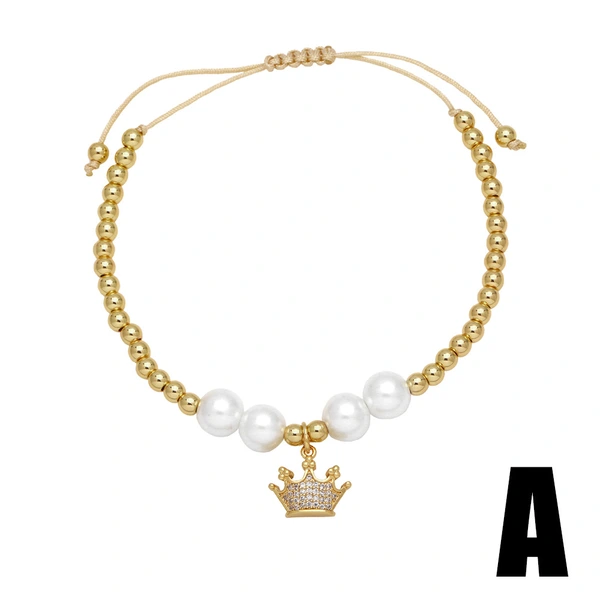 AS jewelry love Madonna pendant bracelet gold-plated zircon crown beaded hand jewelry brd31