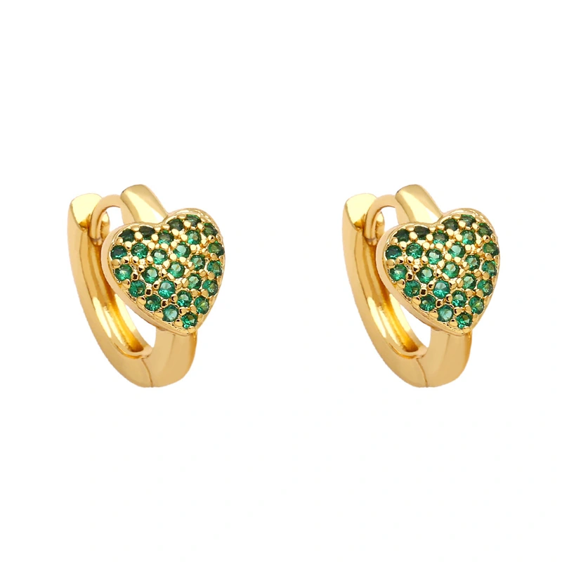 Simple and fashionable colorful zircon heart earrings European and American style exquisite small earrings light luxury temperament earrings female era242