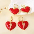 New love lightning earrings red heart lightning earrings copper electroplating simple earrings wholesale erz50