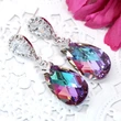 European and American new jewelry set women's colorful crystal glass pendant necklace teardrop earrings wholesale