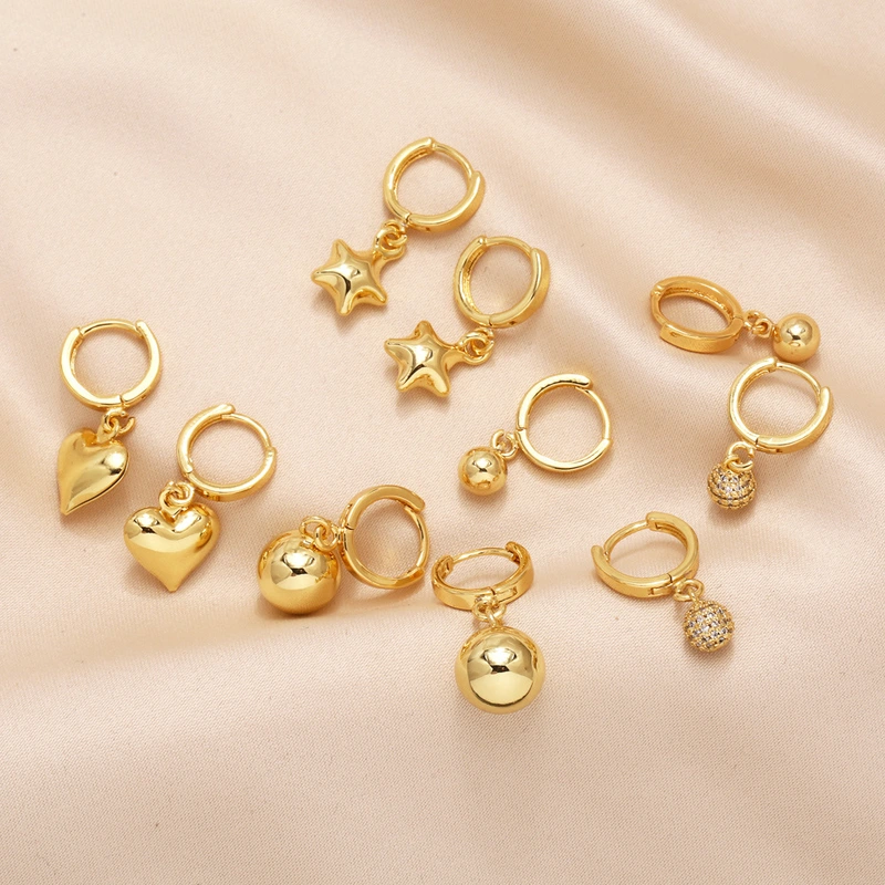 European and American jewelry simple fashion love pendant earrings niche light luxury copper plated 18k gold earrings ers77