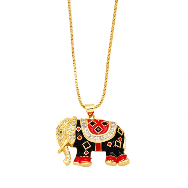 European and American autumn and winter all-match animal elephant pendant necklace style color oil drop lucky elephant necklace nkb585