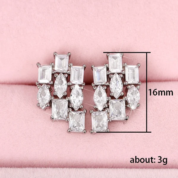 Trendy niche light luxury cold style earrings geometric splicing love repair fragment earrings for women