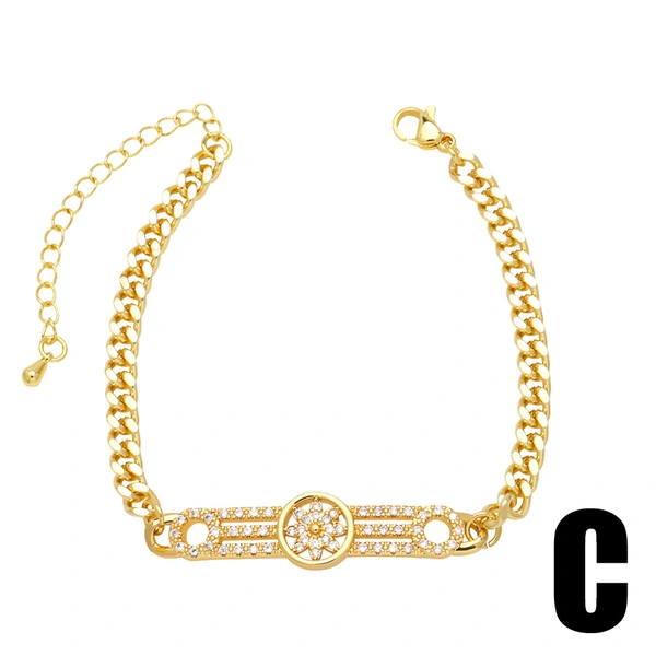 European and American fashion simple Bago chain bracelet niche design inlaid zircon hollow hand jewelry accessories brm09