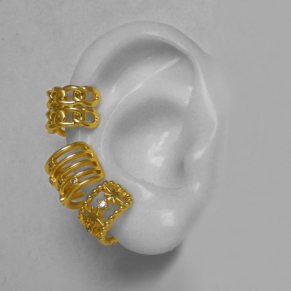 AS jewelry European and American hot selling copper plated 18k gold inlaid zircon non-pierced ear bone clip earrings err62