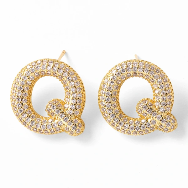 AS jewelry hot selling 26 English letters earrings gold-plated full zircon earrings female era009