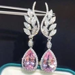 European and American style new angel wings earrings luxury high-end romantic pink diamond water drop earrings