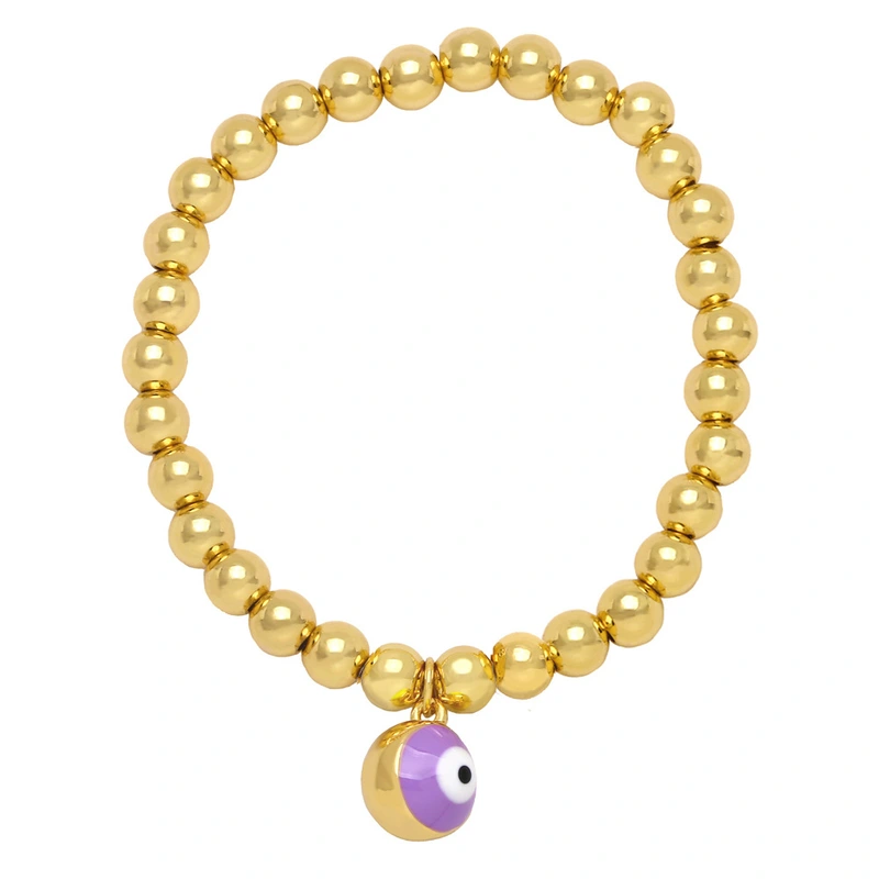 Clearance Europe and the United States hot selling devil eye bell bracelet female niche copper plated 18K gold bead bracelet brj83