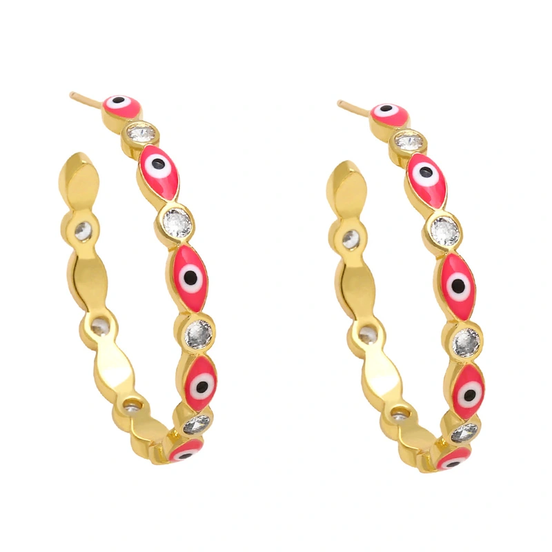 Clearance European and American jewelry color oil drip devil eye earrings fashion personality geometric C-shaped earrings earrings ert52