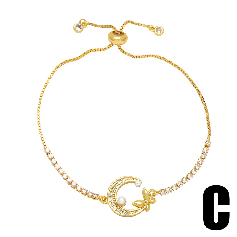 New European and American style simple pearl butterfly bracelet girls fashionable versatile adjustable bracelet brk42