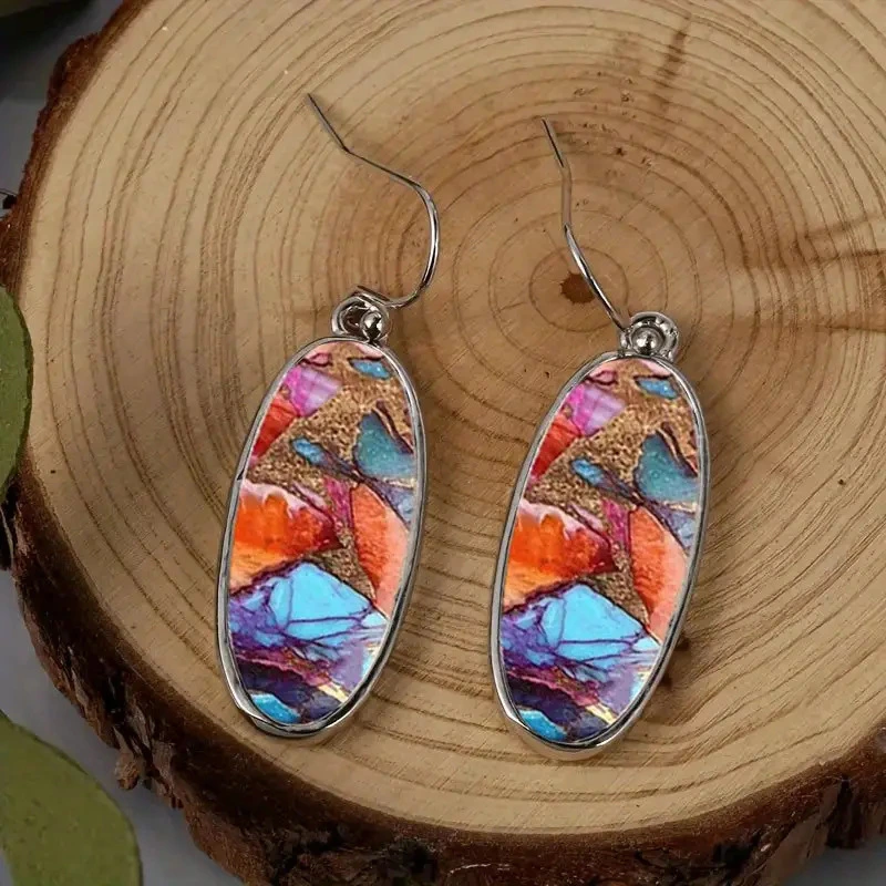 Hot selling new style earrings, geometric colorful stickers, fashionable and artistic skirt matching styles