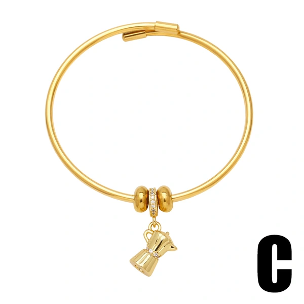 European and American cross-fashion simple water cup bracelet niche design copper plated 18k gold pendant telescopic bracelet brm05